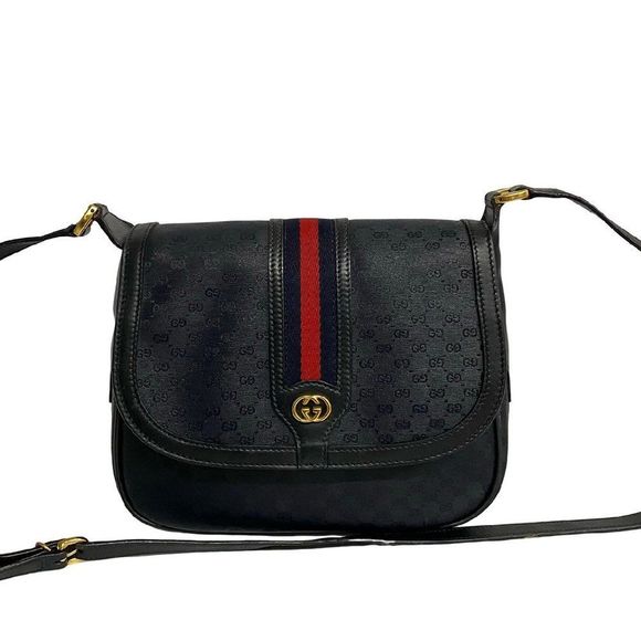 Gucci Shoulder Bag Strap Leather Navy - Picture 1 of 8